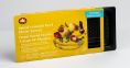 Packaging solutions - plastic tray with yellow box sleeve on it.