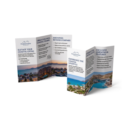 Two Z-fold brochures displayed side by side.