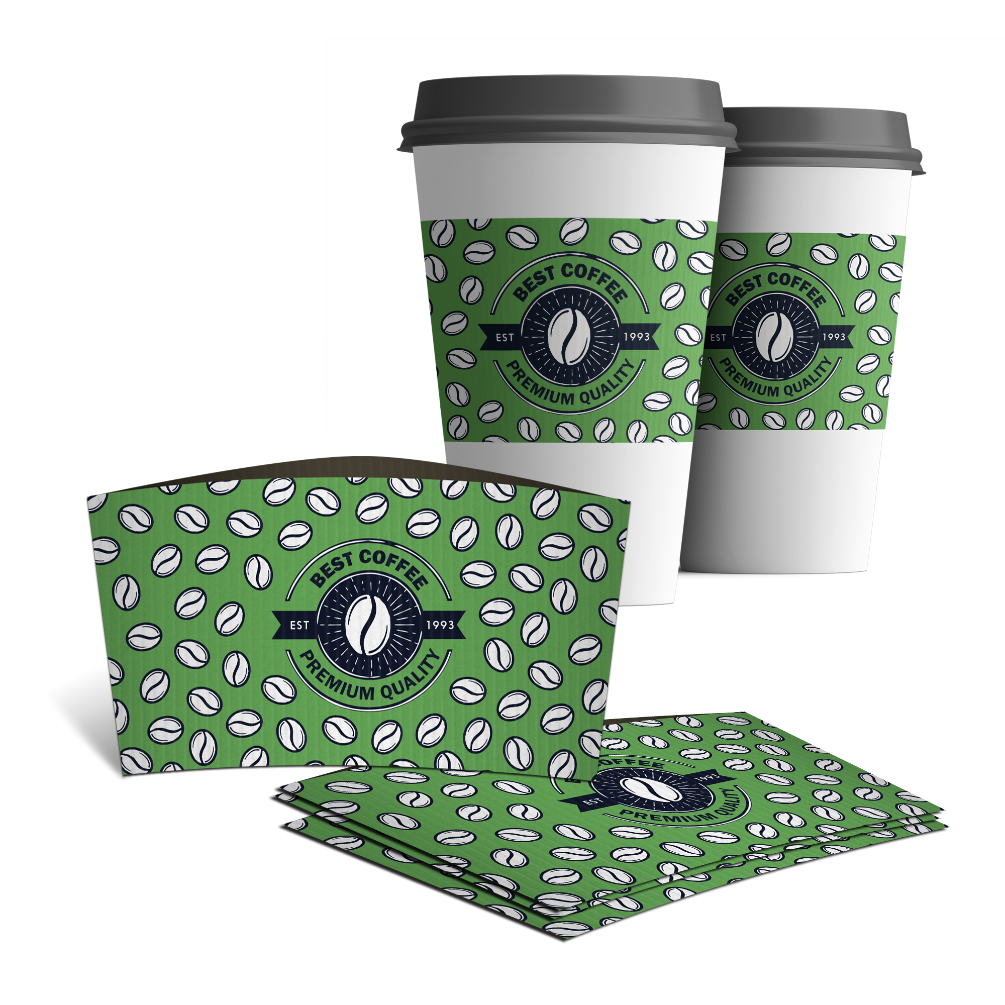 Coffee Cup Sleeves Printing, Custom Design