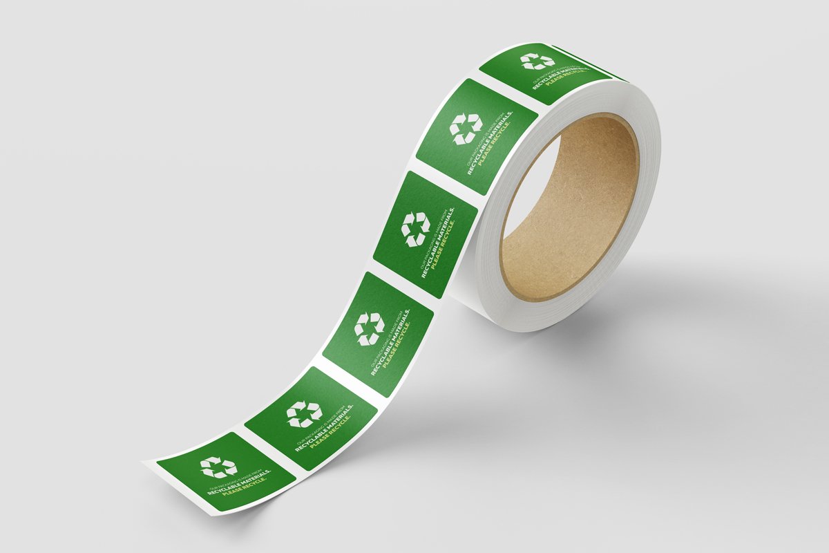 Roll of Green eco-friendly labels as an example of Roll Labels printing.