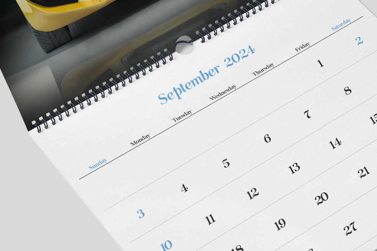 Fragment of a wall calendar made using 2024 calendar template