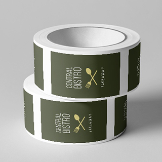 Two rolls of rectanglelabels stacked on top of each other, as an Roll Labels printing illustration.