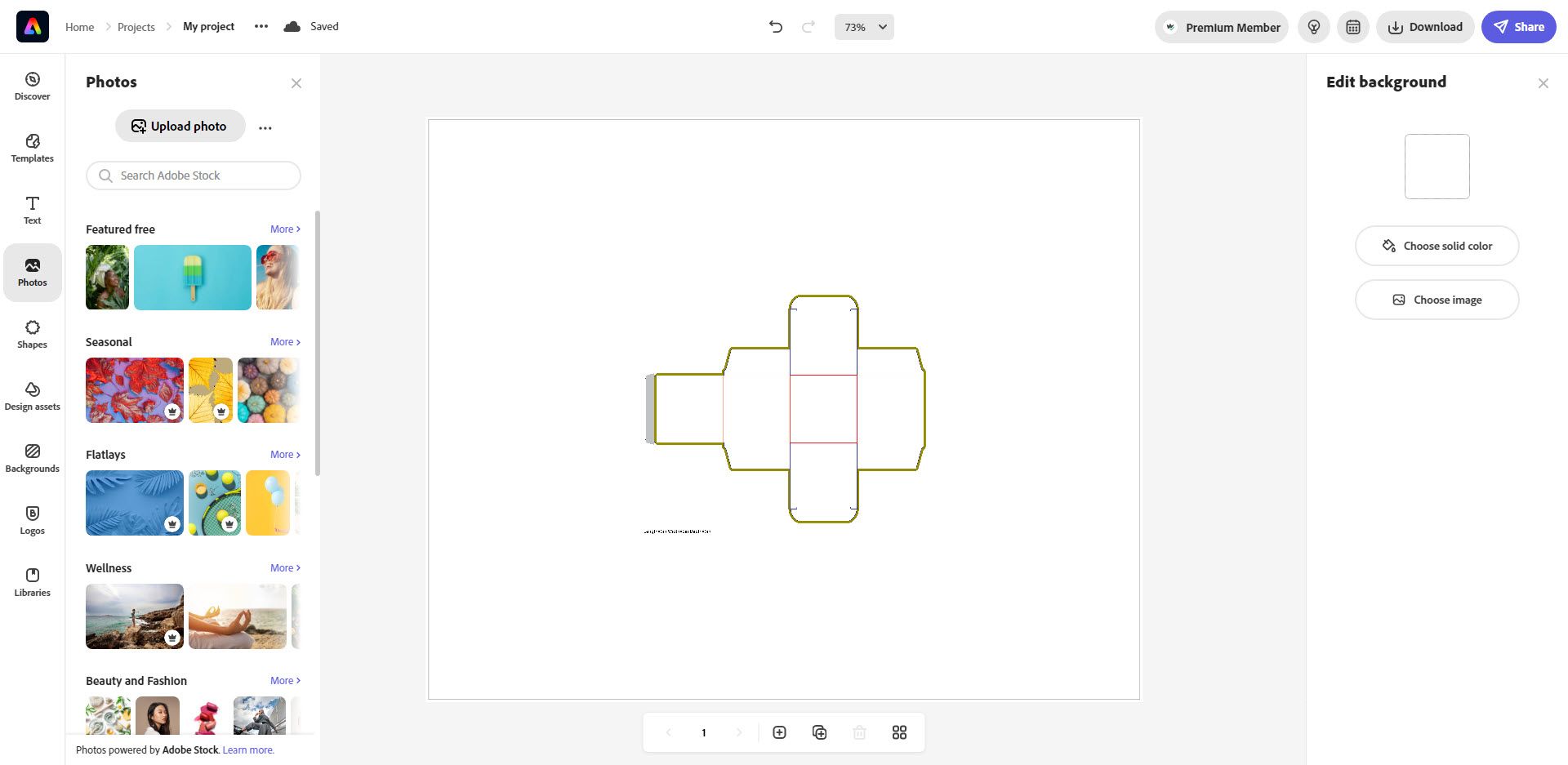 Adobe Express vs Canva, Adobe Express editor interface.