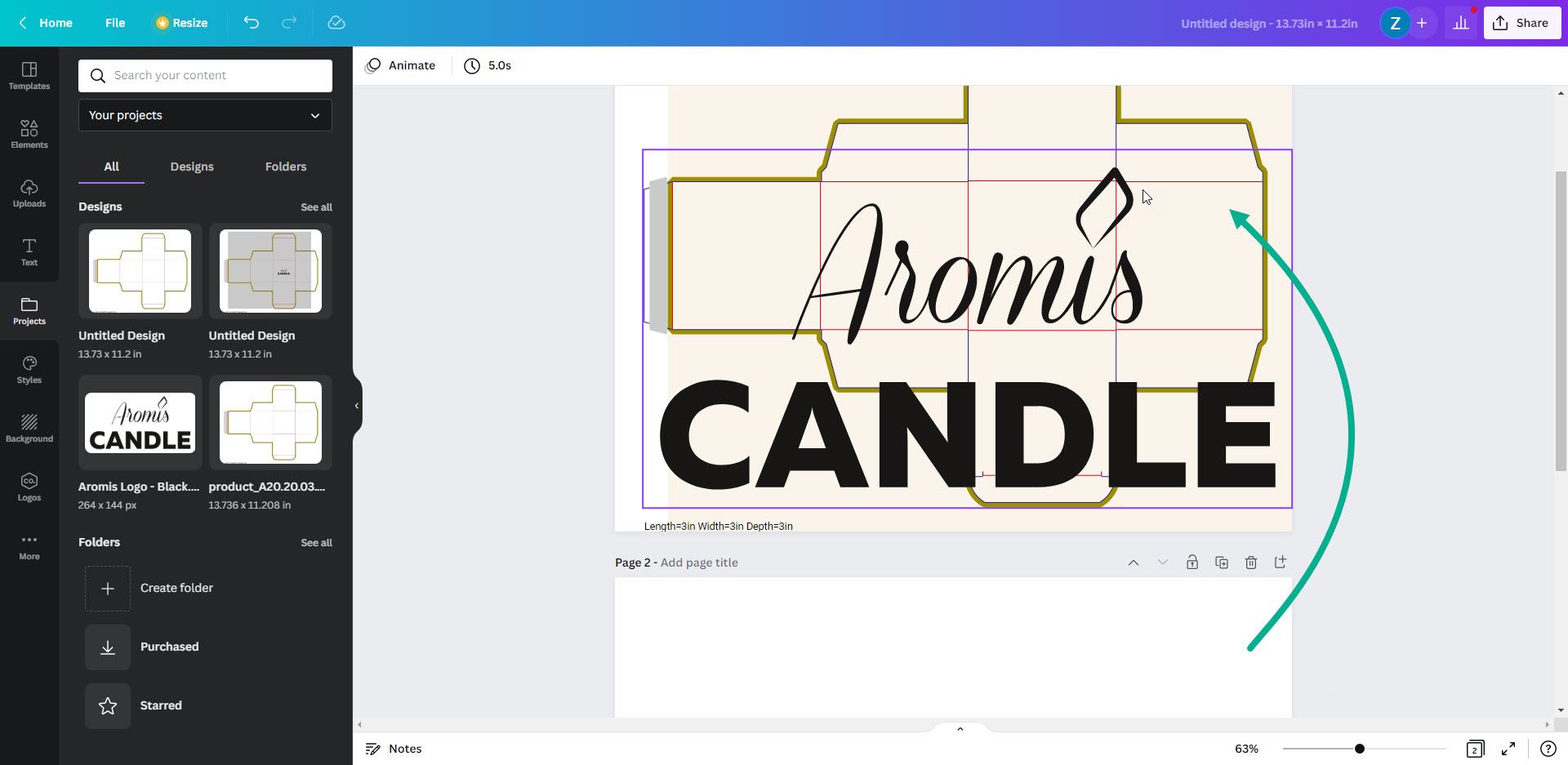 Adobe Express vs Canva, screenshot of canva editor showing moving an object from one page to another.