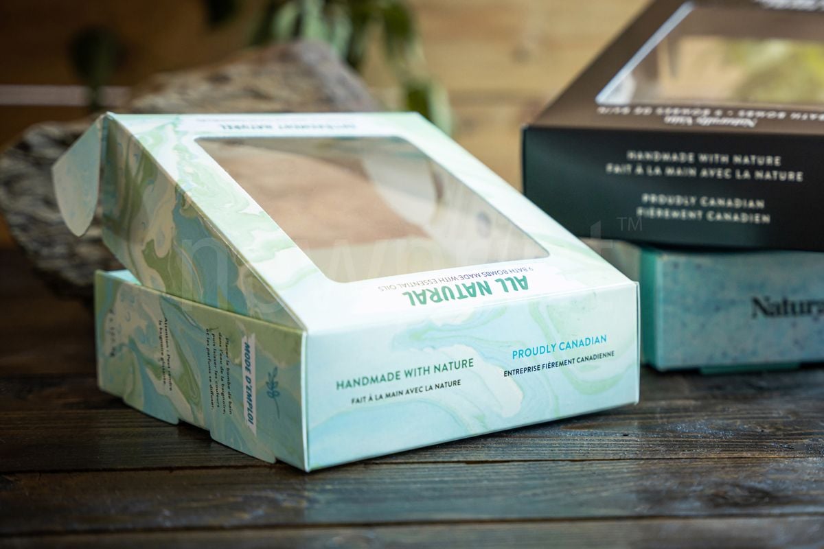 Best Cosmetic Product Packaging Ideas-Half-open reft box for bath bombs from Naturally Vain