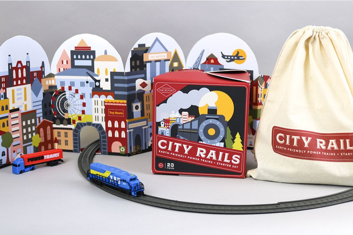 Best toy packaging design for a railroad with a train