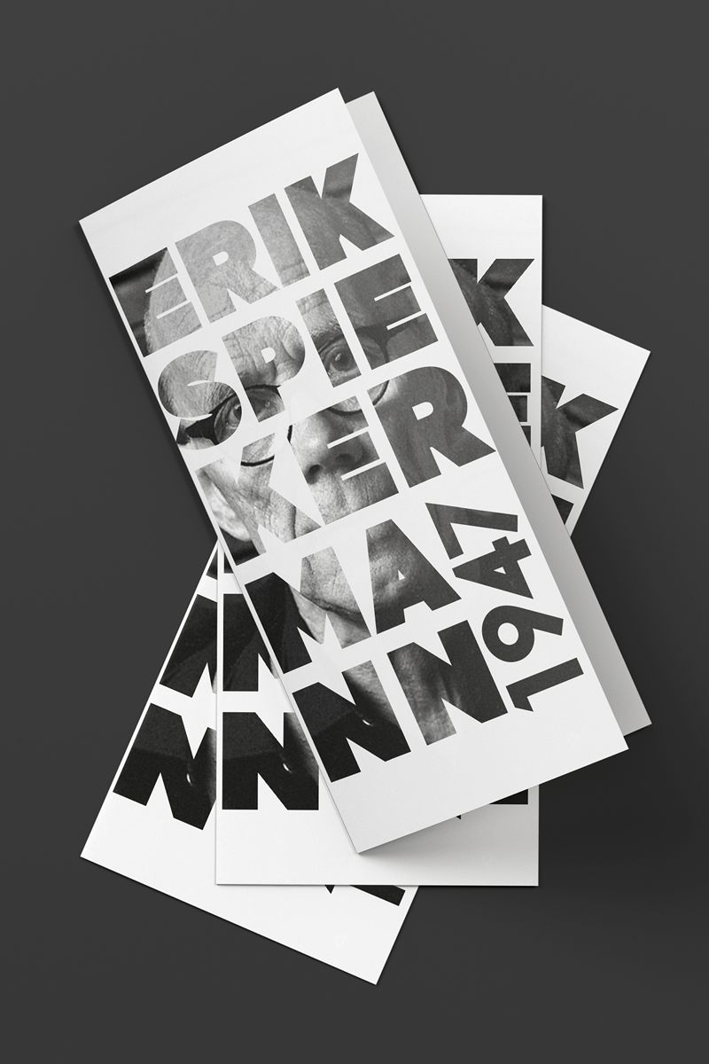 Example of graphic design trends – achromatic design on the black and white brochure with human face inside the letters