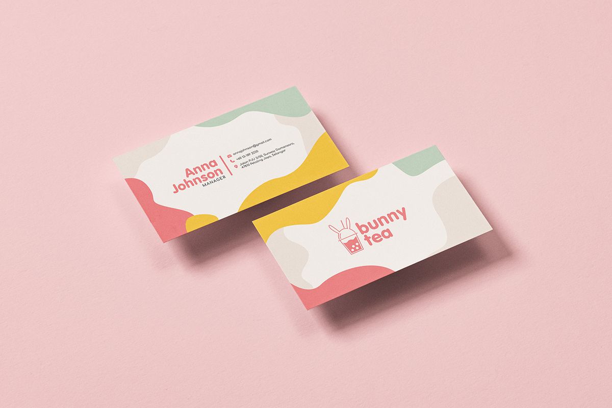 Example of graphic design trends –both sides of the candy colored business card