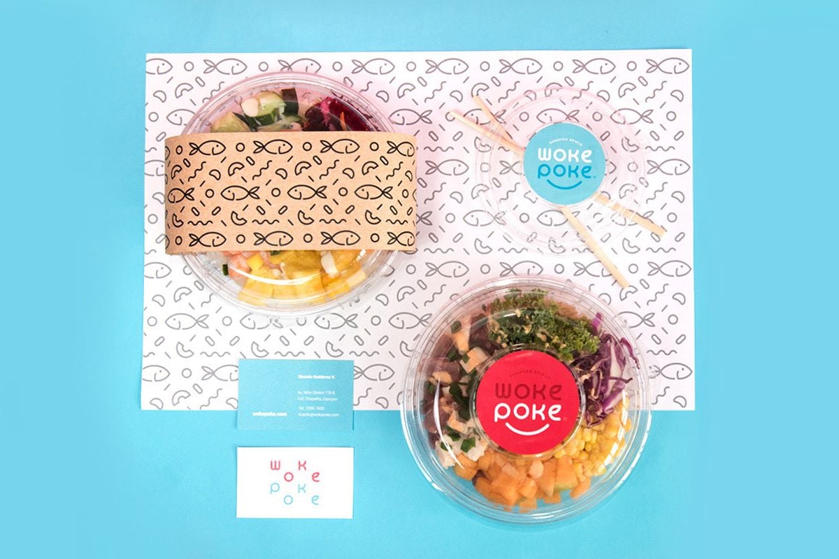 Sustainable Disposable Plastic Food packaging-Two different pastic foof containers, one branded with a sleeve and the other with a label 