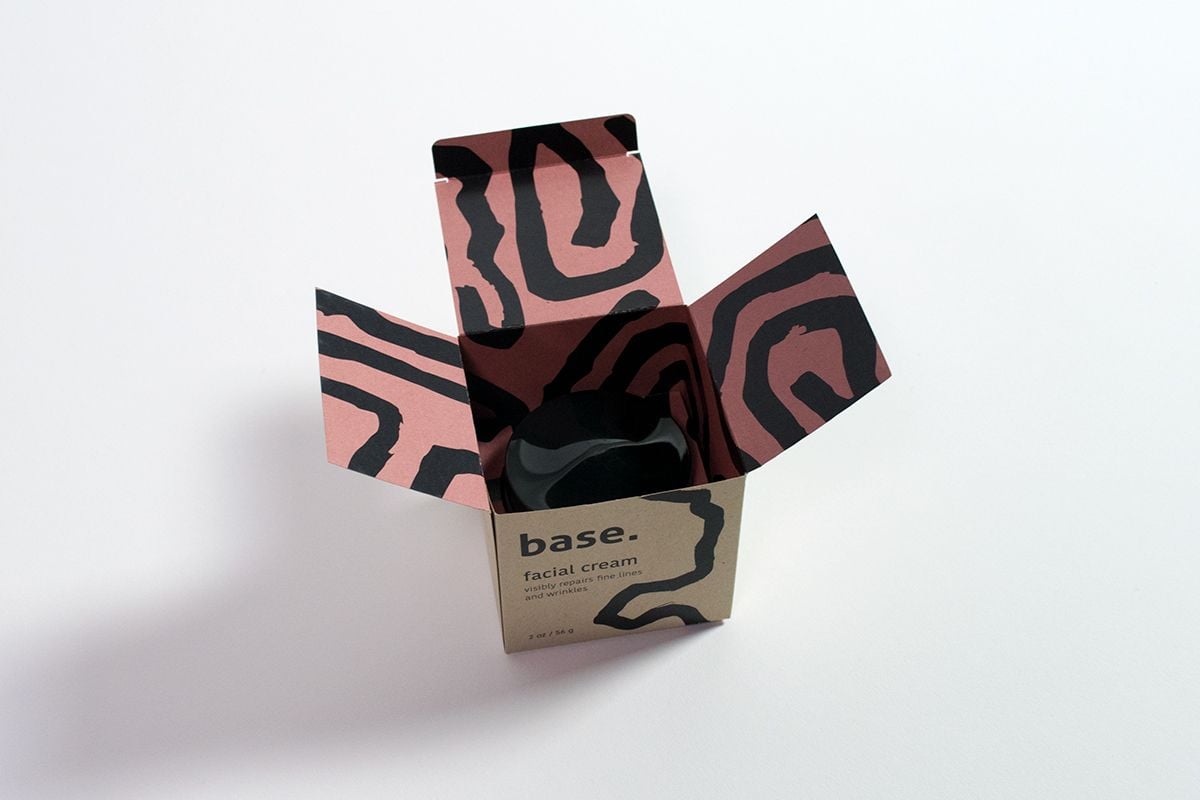 Opened facial cream box with sustainable packaging design