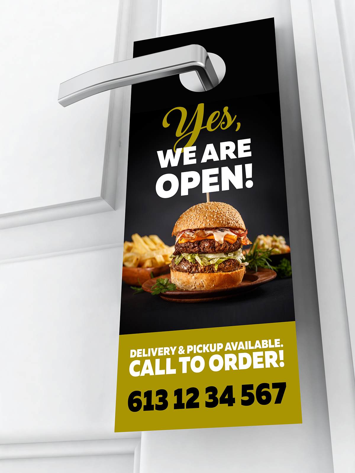 food packaging and Door hangers for take-out restaurants