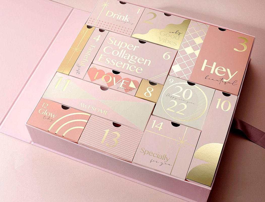 Christmas packaging design inspiration, advent calendar for cosmetics.