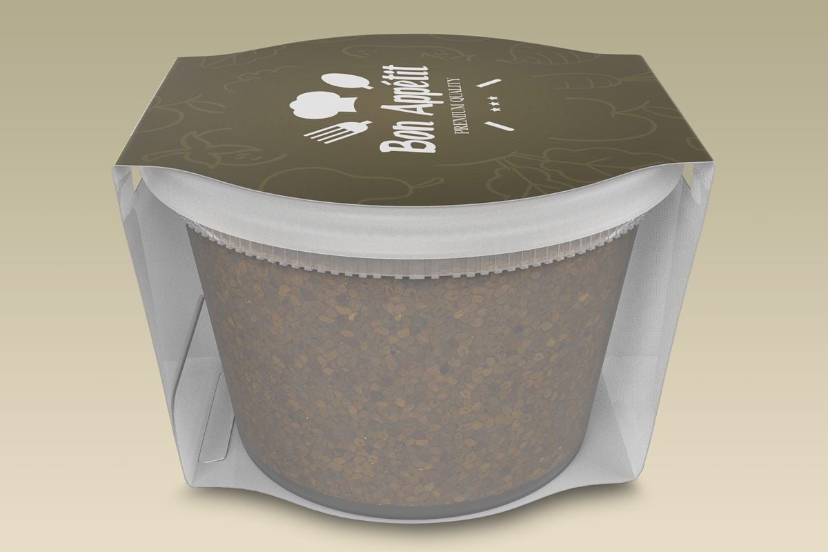 Image showing the Food Container Sleeve placed on a container.