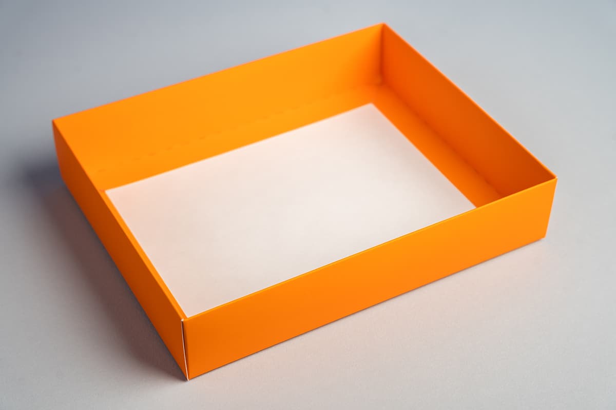 Orange base for gift box packaging.