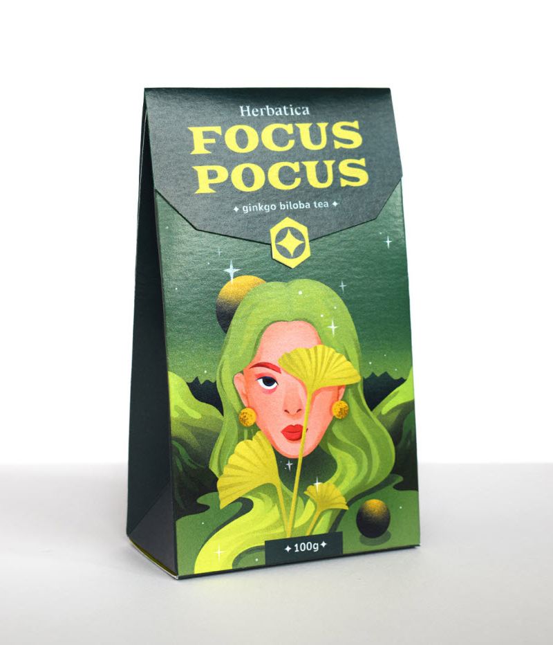 Focus pocus Halloween tea packaging.