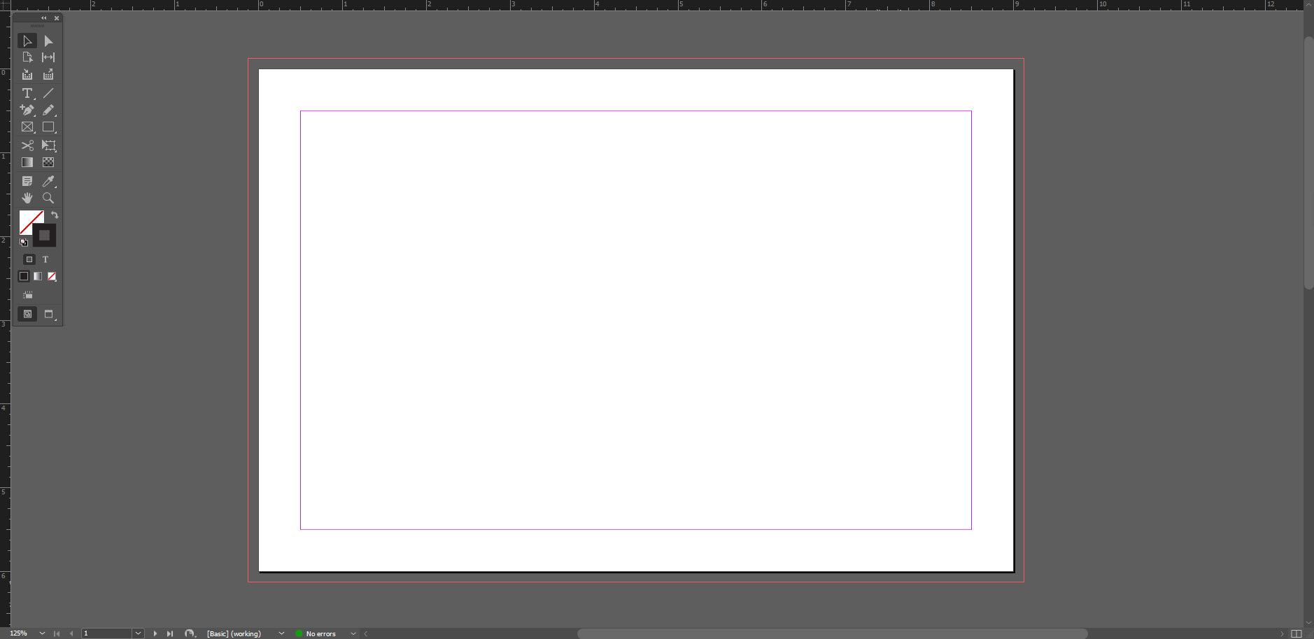 Screenshot of Adobe InDesign workspace showing a blank document.