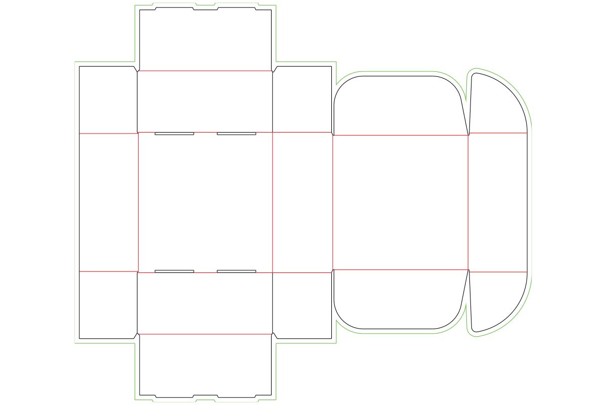 Dieline for Roll End Front Tuck box to illustrate reft boxes insider tips.