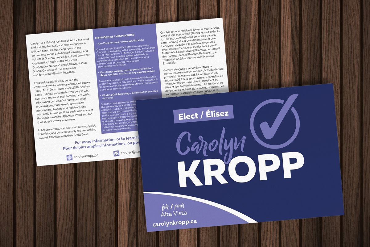 Front and back side of a candidate card for municipal elections