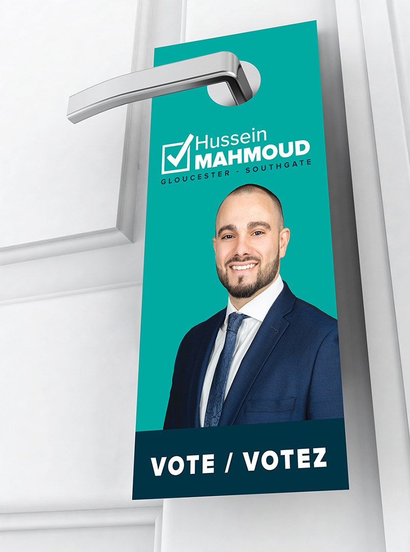 Door hanger for a municipal elections candidate.