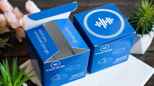 Electronic product boxes printed in blue color