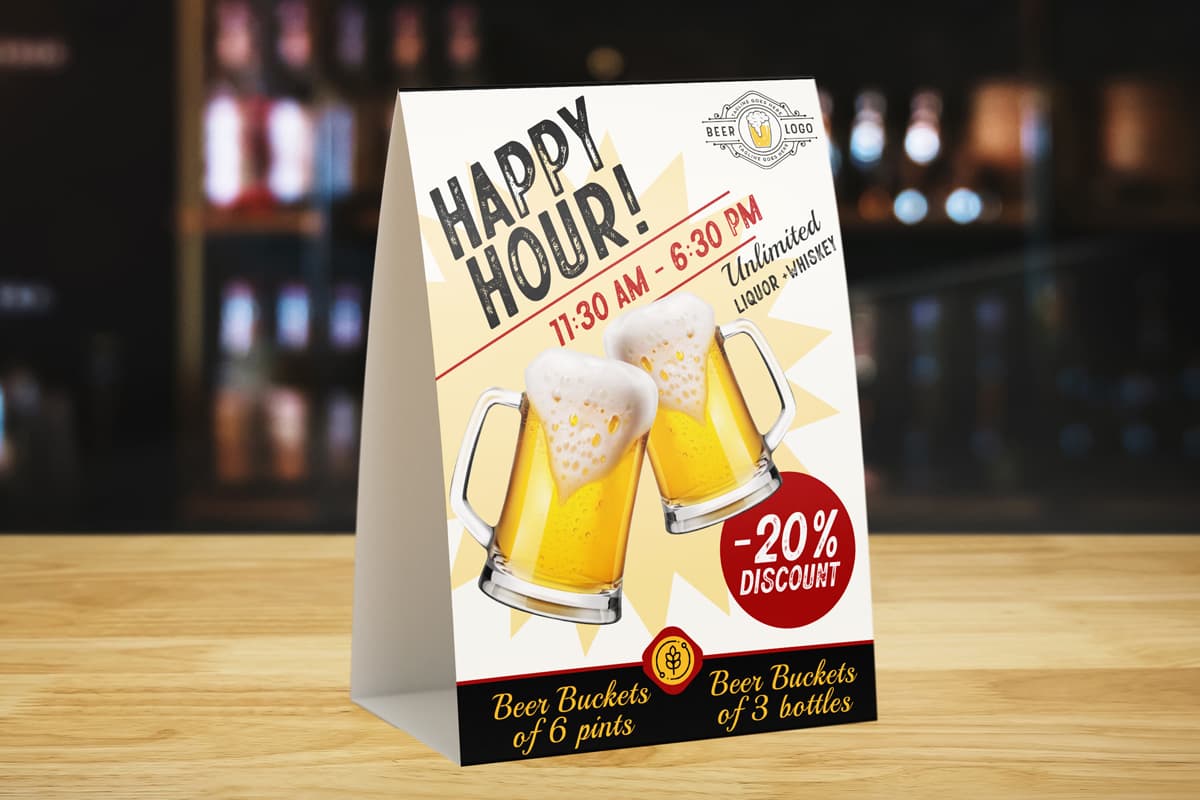 Table tent card with the beer theme design.