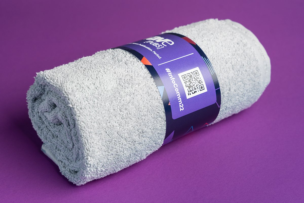 Image showing a towel with a towel belly band packaging on it.