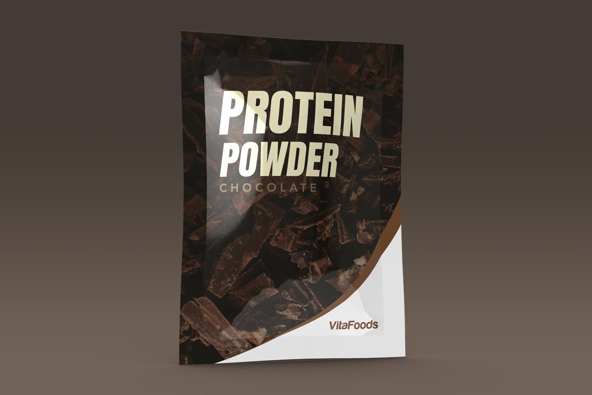 Types of packaging products - protein powder in sachet.